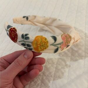 Rifle Paper Co Rose Embroidered Cream Headband